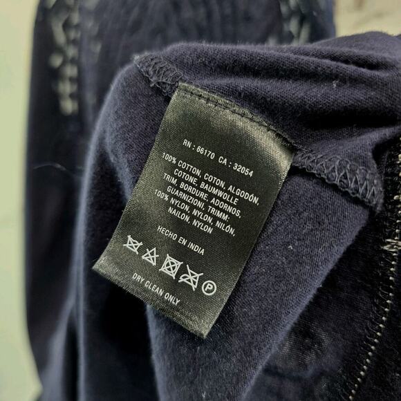 Anthropologie Top Womens Small Navy Blue Tank Racerback Lace Leifnotes - Picture 8 of 9